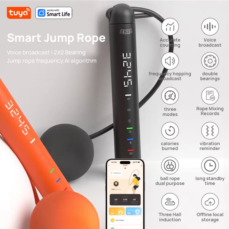 Tuya Smart Jump Rope,App Data Analysis,Workout Jump Ropes for Home Gym,Crossfit,Jumping Rope Counter for Exercise for Men, Women