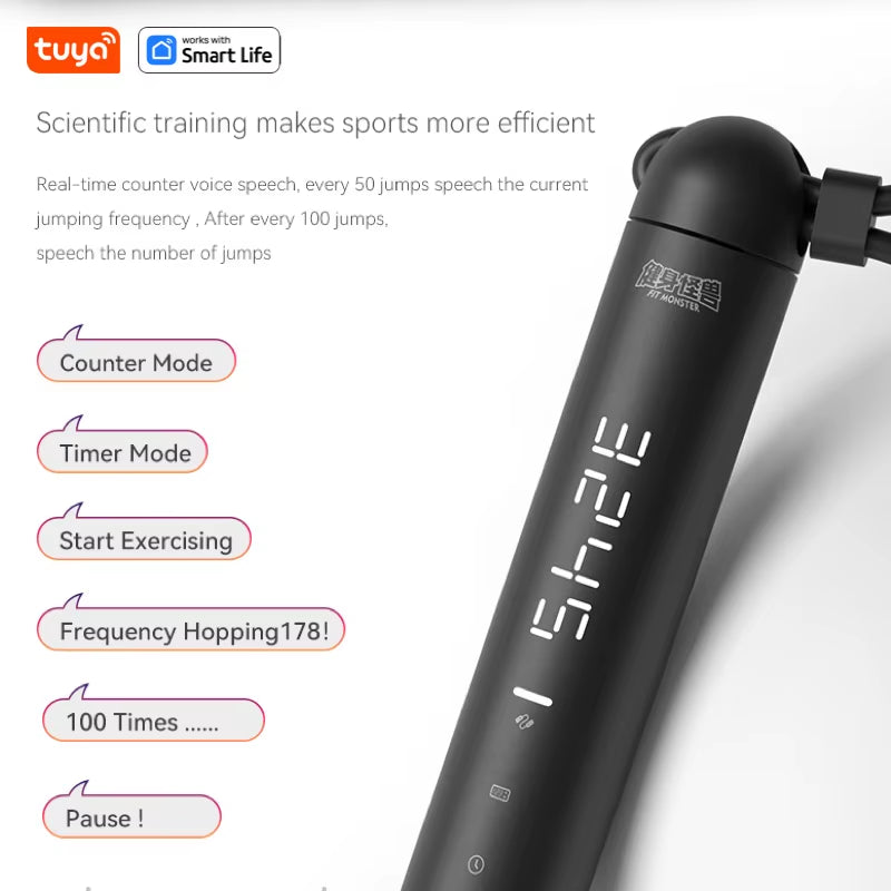 Tuya Smart Jump Rope,App Data Analysis,Workout Jump Ropes for Home Gym,Crossfit,Jumping Rope Counter for Exercise for Men, Women