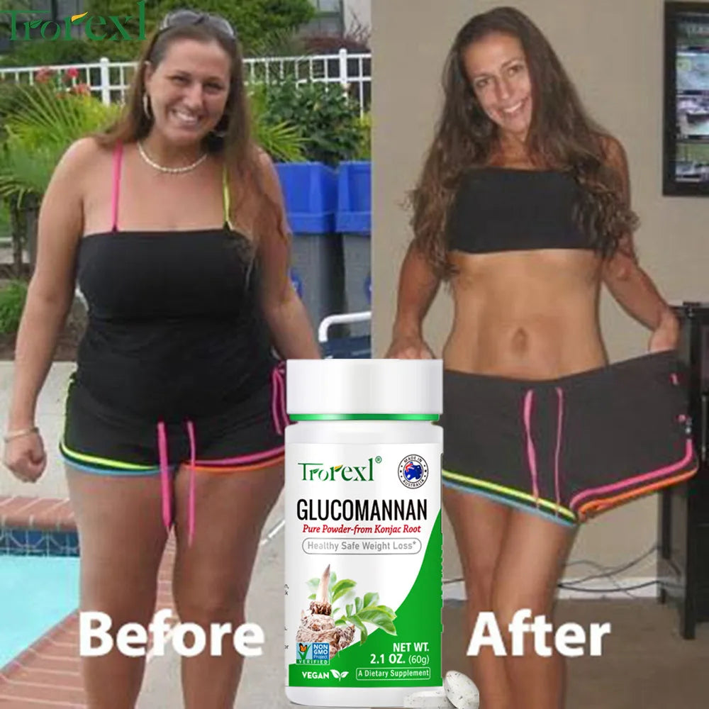 100 Tablets, Trorexl Supplements, Glucomannan (Amorphophallus Konjac) Pure Powder, Supports Healthy Weight Loss