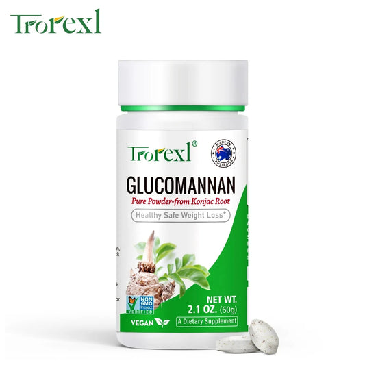 100 Tablets, Trorexl Supplements, Glucomannan (Amorphophallus Konjac) Pure Powder, Supports Healthy Weight Loss